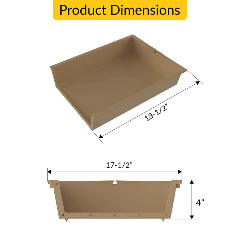 Strybuc Brixwell Cabinet Drawer Insert, Plastic Material, Beige Finish, 17-1/2" Width,18-1/2" Depth, 4" Height, Bracket Mount, Normal Closure, Interior Organizer Panel - Image 2